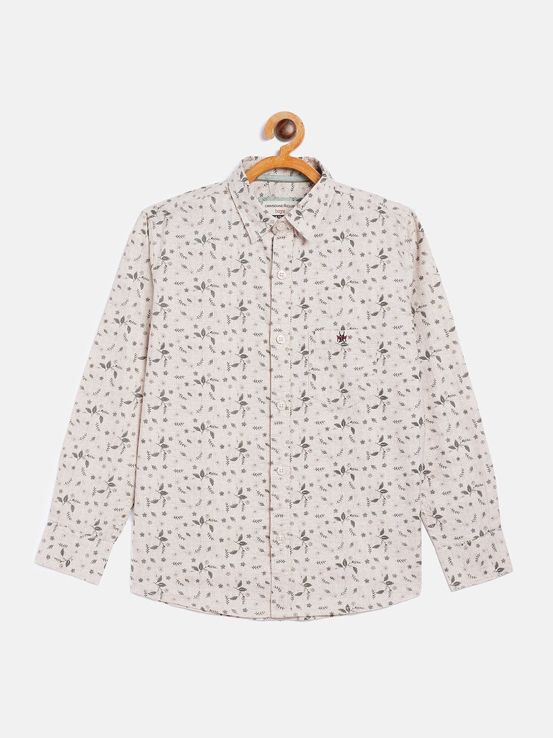 Beige Floral Causal Shirt - Boys Shirts