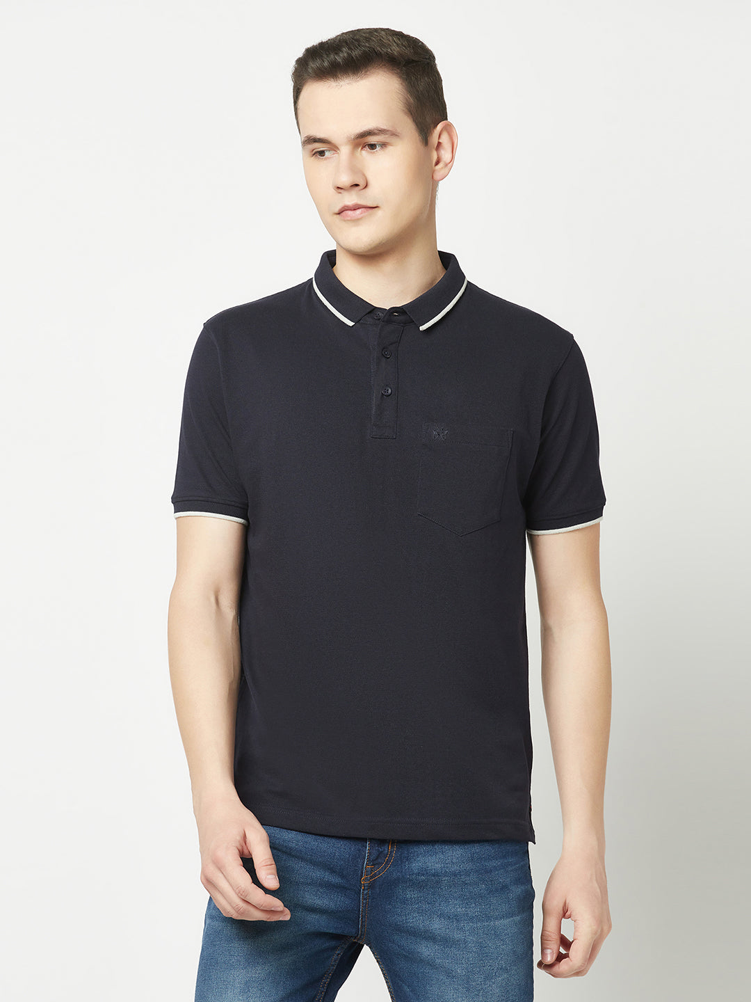  Dark Navy Minimal Polo T-Shirt