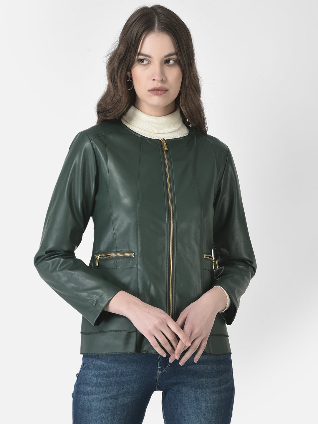  Green Faux Leather Jacket