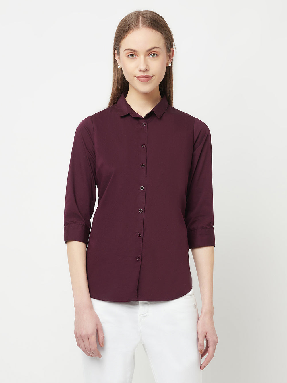 Maroon Casual Shirt - Women Tops