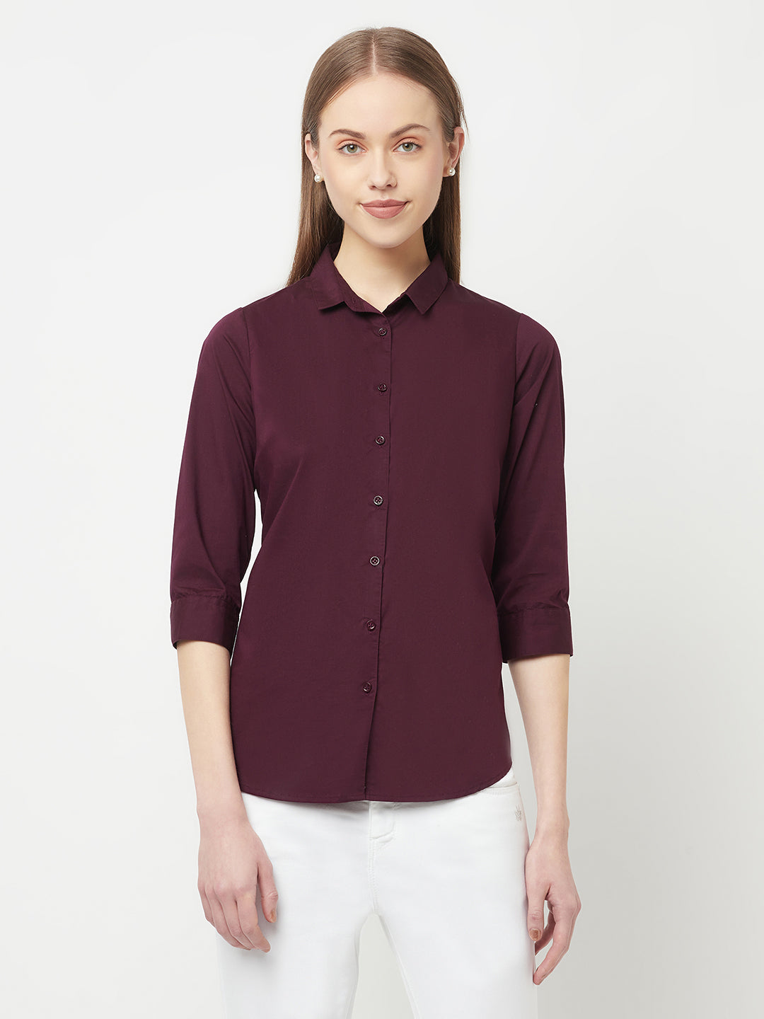Maroon Casual Shirt - Women Tops