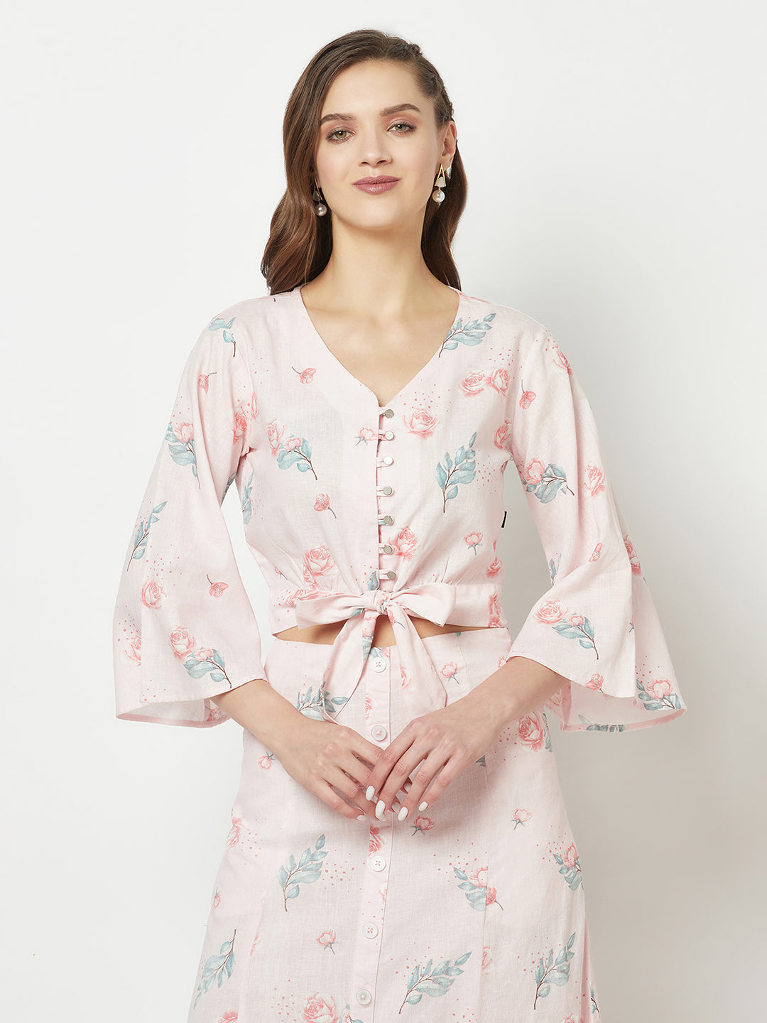 Light Pink Tie-Up Floral Top 