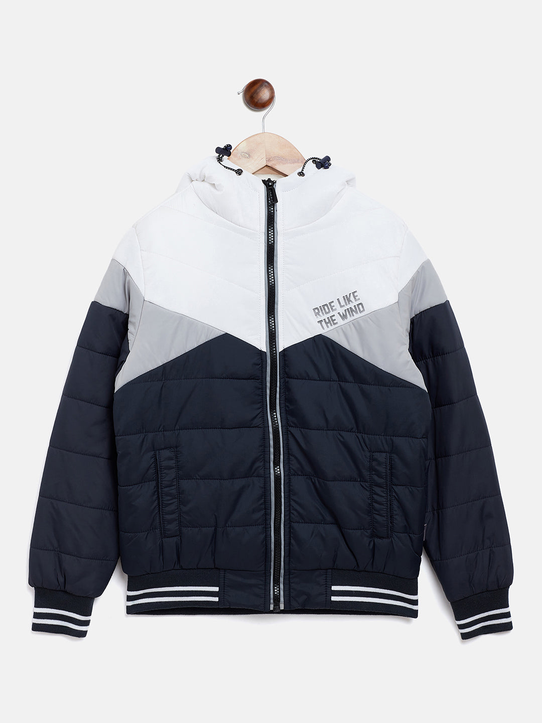 Navy Blue Colorblocked Padded Jacket - Boys Jacket