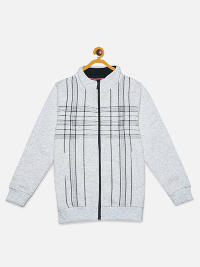  White Stripe-Checked Varsity Sweatshirt 