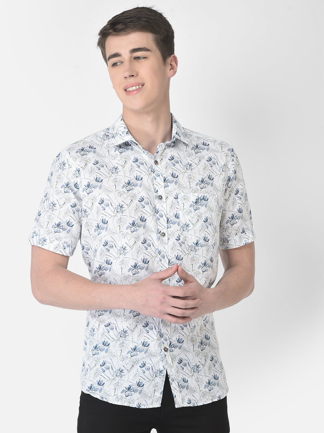  Multi-Coloured Short-Sleeved Floral Shirt