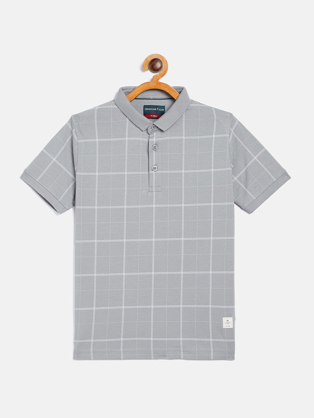 Grey Checked Polo Neck T-Shirt - Boys T-Shirts