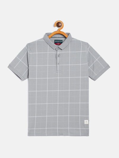 Grey Checked Polo Neck T-Shirt - Boys T-Shirts