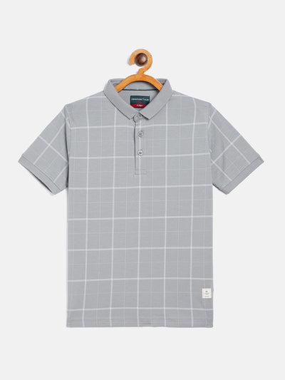 Grey Checked Polo Neck T-Shirt - Boys T-Shirts