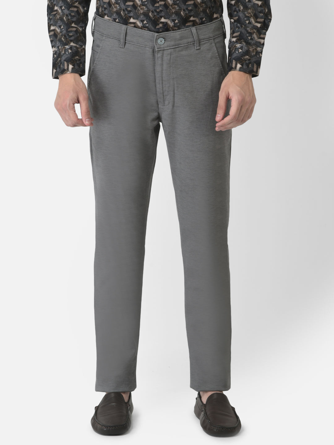 Melange Grey Trousers in Blended Cotton