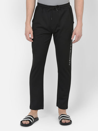  Black Logo-Work Track Pants