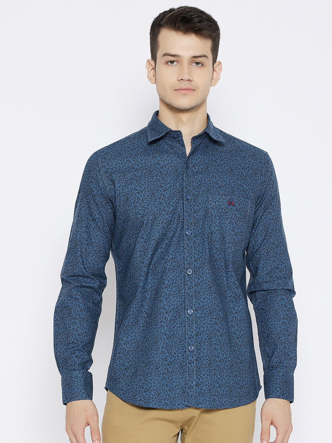 Blue Printed Slim Fit shirt - Men Shirts