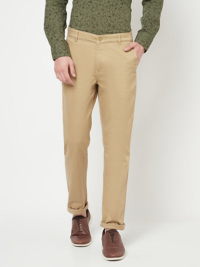 Beige Casual Trousers - Men Trousers