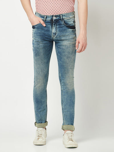  Blue Faded Slim-Fit Jeans