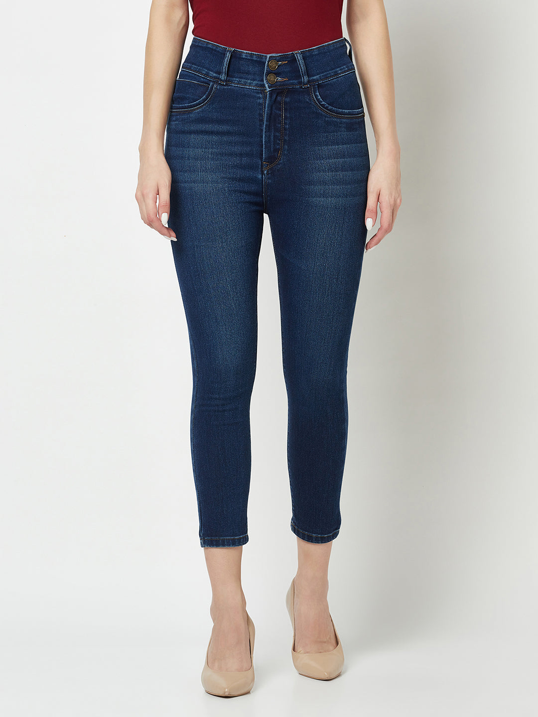  Navy Blue High-Waisted Jeans