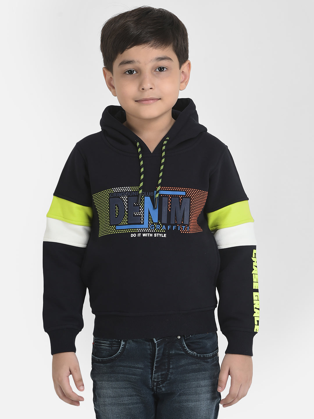 Navy Blue Graphic Sweatshirt-Boys Sweatshirts-Crimsoune Club