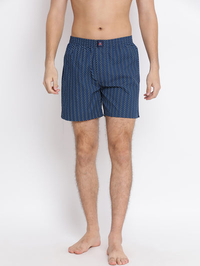Navy Blue Printed Boxer - Men Boxers