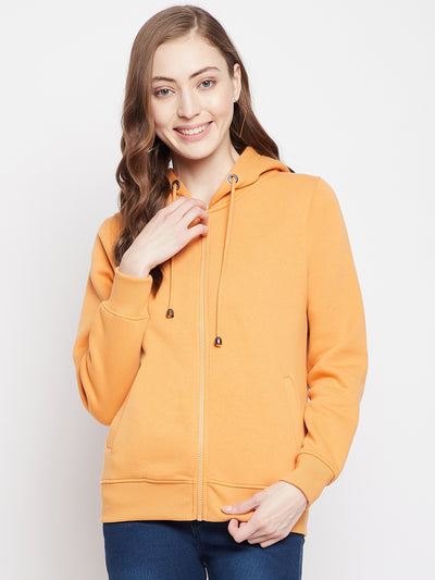 Mustard Hooded Sweatshirt - Women Sweatshirts
