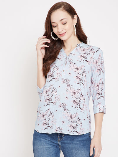 Blue Floral Top - Women Tops