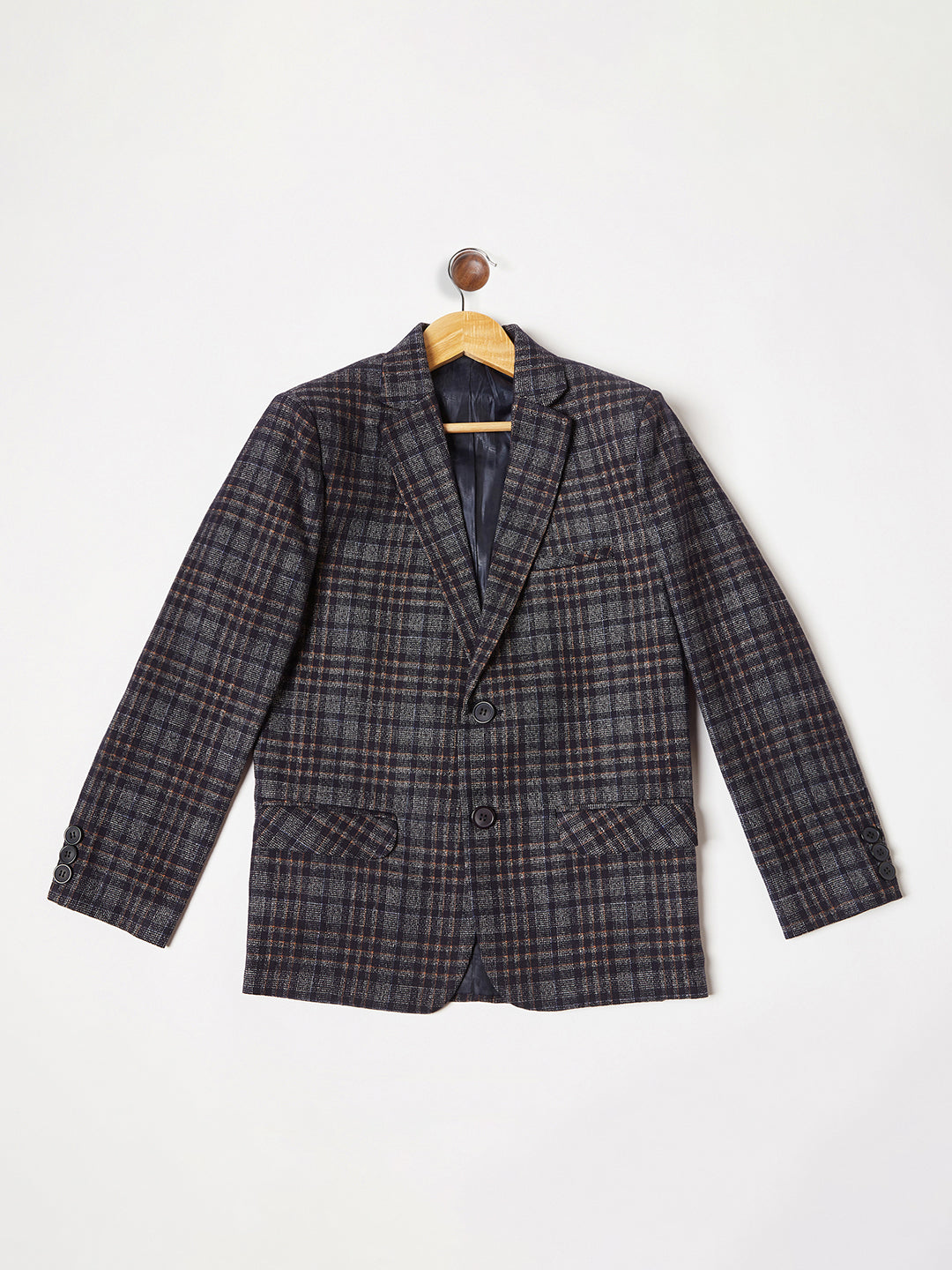 Blue Checked Single Breasted Blazer - Boys Blazer