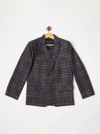 Blue Checked Single Breasted Blazer - Boys Blazer