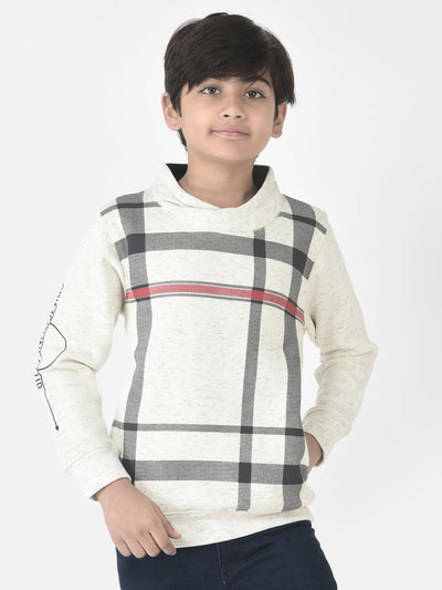  White Grid Checked Sweatshirt 