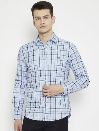 Blue Checked Slim Fit shirt - Men Shirts