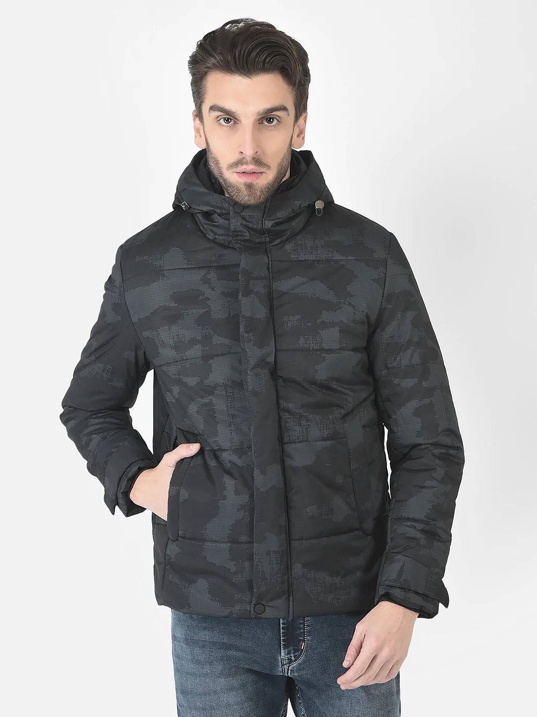  Camouflage Print Padded Jacket 