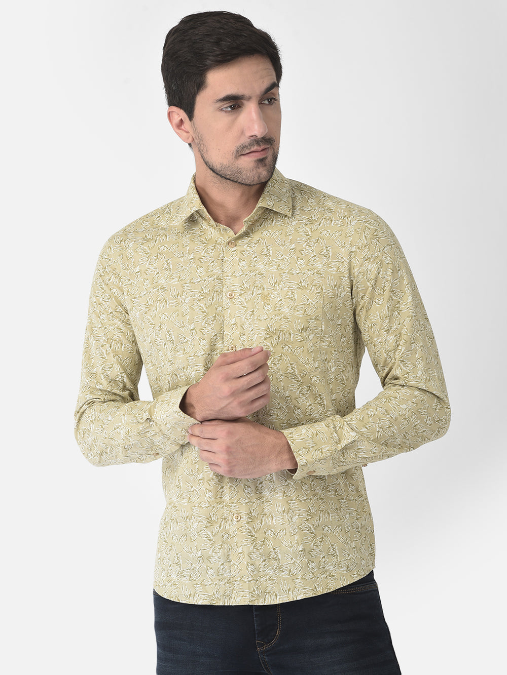 Beige Floral Shirt - Men Shirts