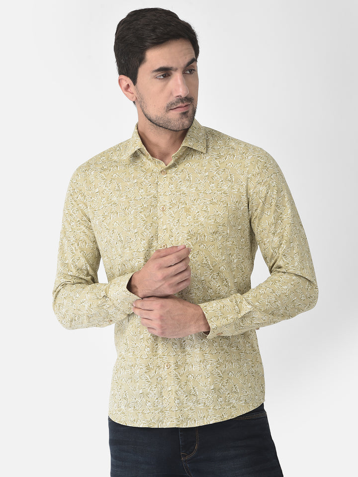 Beige Floral Shirt - Men Shirts