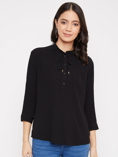 Black Button Up Top - Women Tops