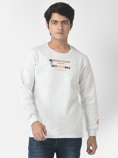  White Mock-Zip Sweatshirt