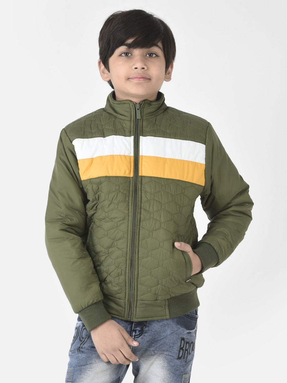  Olive Diamond-Cut Padded Jacket