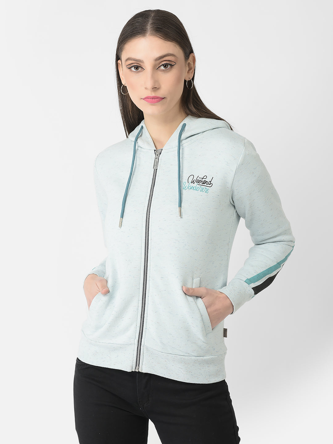  Sky Melange Zipped Hoodie