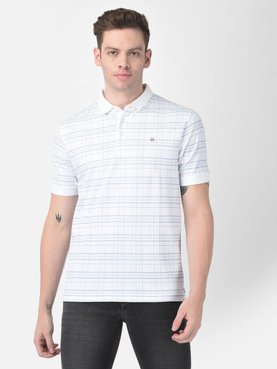 White Checked Polo T-Shirt-Men T-Shirts-Crimsoune Club