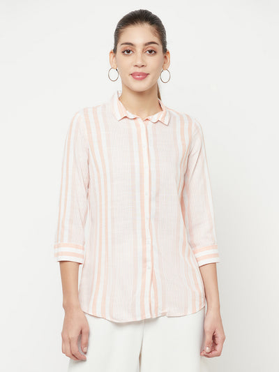 Pink Striped Casual Shirt - Women Shirts