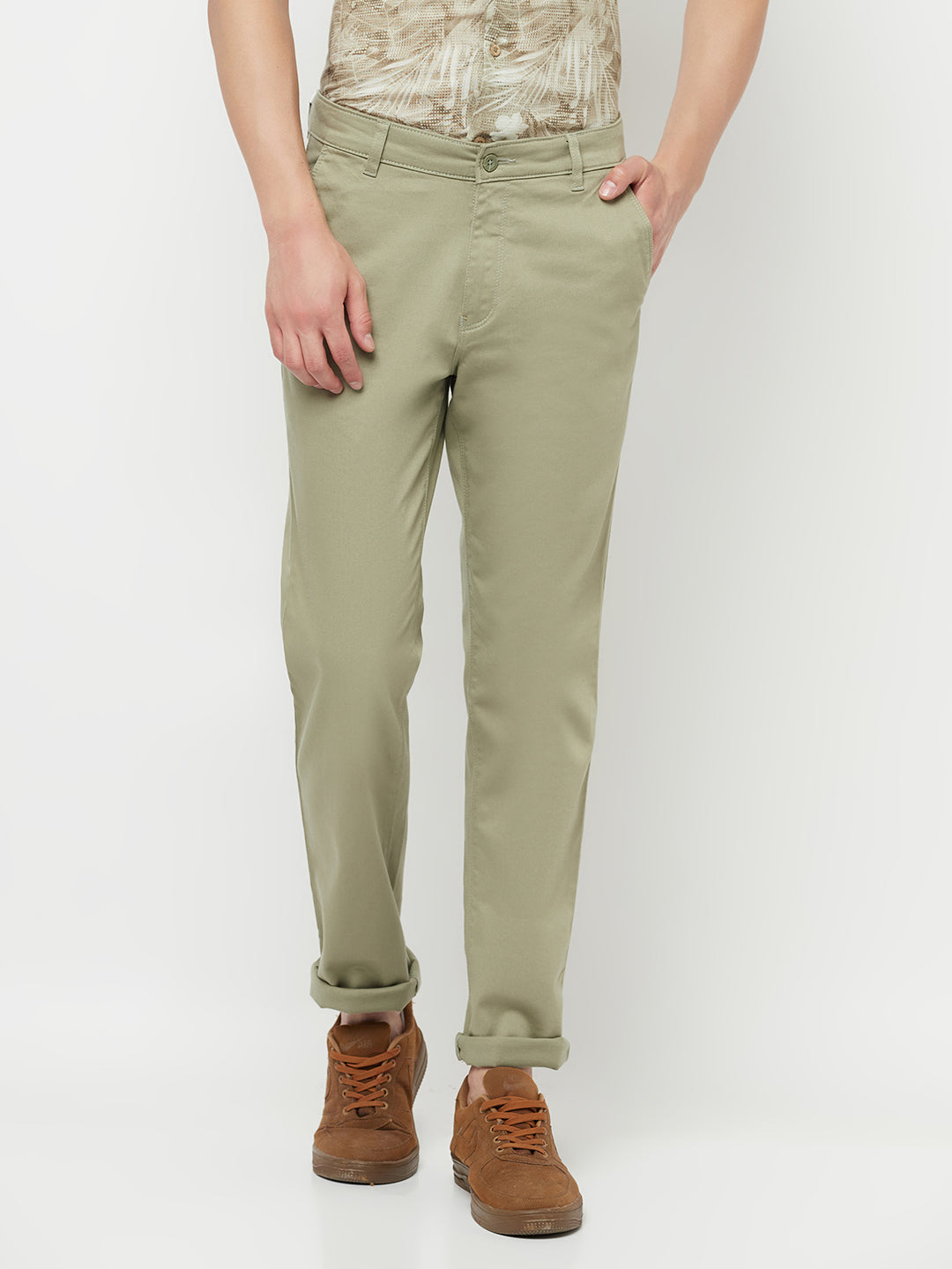 Olive Casual Trousers - Men Trousers