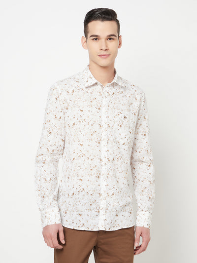 White Printed Linen Shirt - Men Shirts