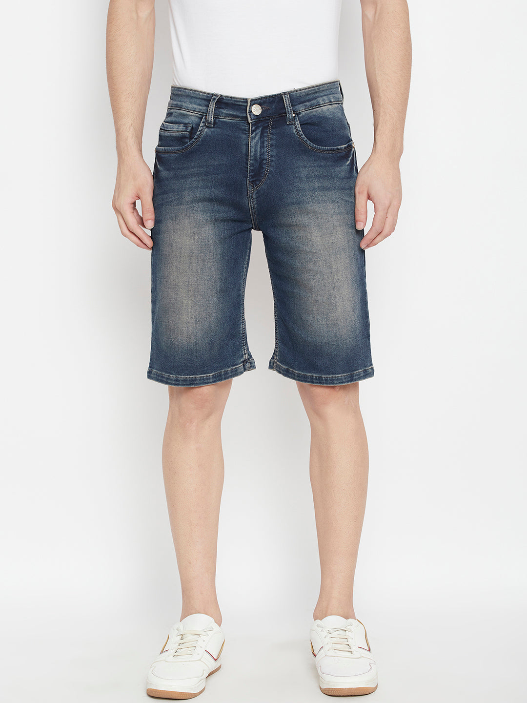 Blue Slim Fit Denim Shorts - Men Shorts