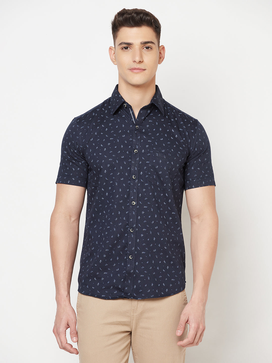 Navy Blue Floral Shirt - Men Shirts