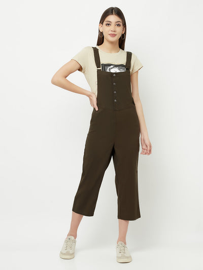 Olive Linen Dungarees - Women Dungarees