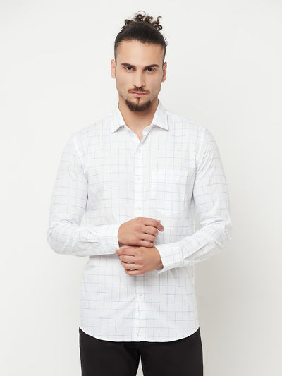 White Checked Casual Shirt - Men Shirts
