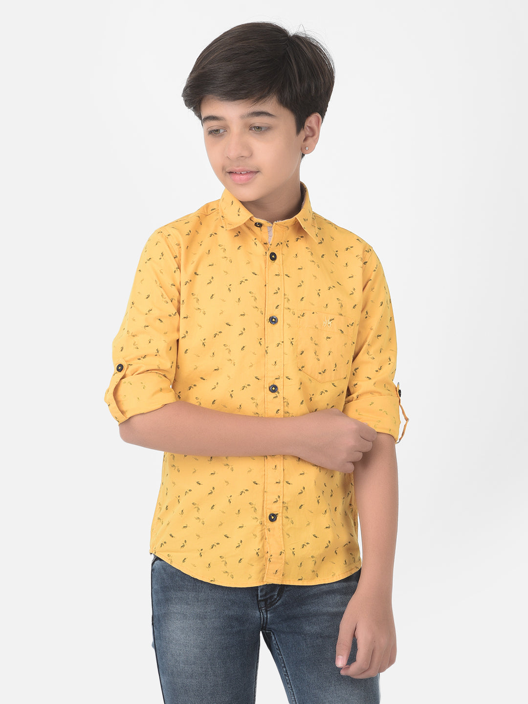 Yellow Floral Printed Shirt - Boys Shirts