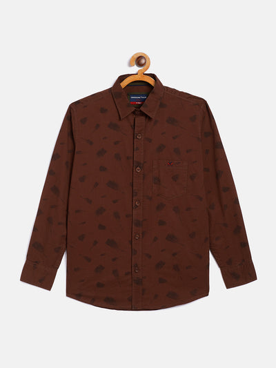 Brown Printed Causal Shirt - Boys Shirts