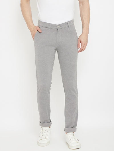Grey Slim Fit Trousers - Men Trousers