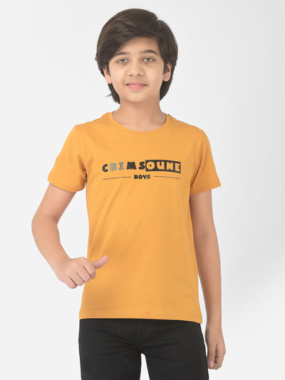 Mustard Printed Round Neck T-shirt - Boys T-Shirts