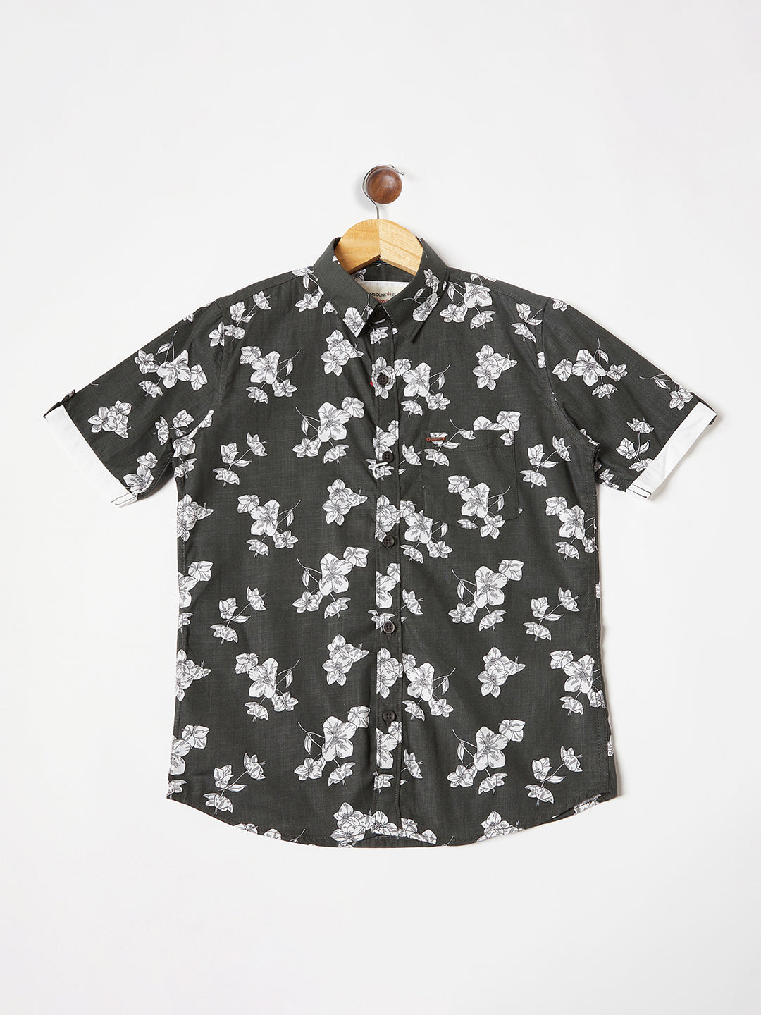 Olive Floral Shirt - Boys Shirts