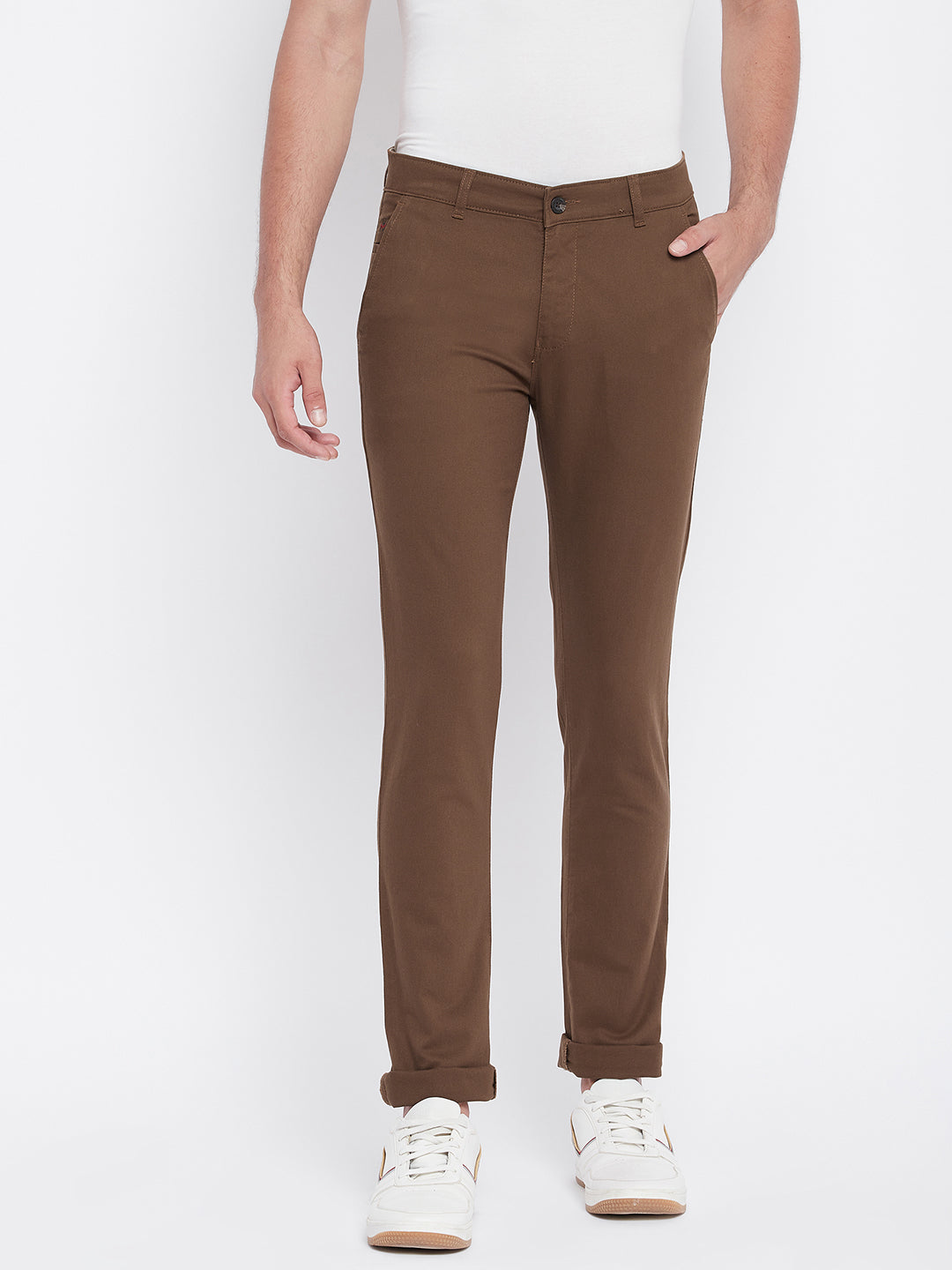 Brown Slim Fit Trousers - Men Trousers