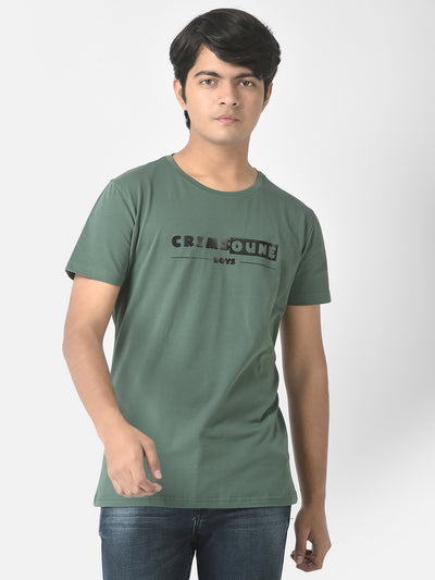 Green Typographic Brand-Logo T-Shirt-Boys T-Shirts-Crimsoune Club