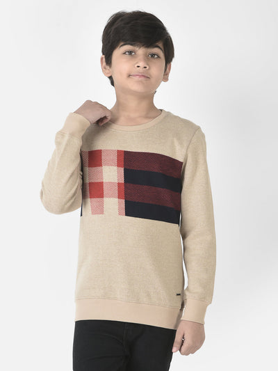  Beige Checked Sweatshirt