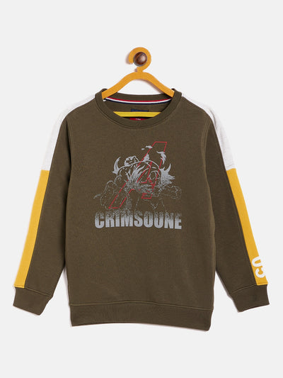 Brown Printed Round Neck Sweatshirt - Boys Sweatshirts